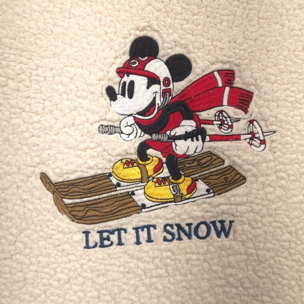 Disney Mickey Mouse Sherpa 1/4 Zip Pullover XXL Let It Snow Winter Sports - Picture 5 of 13